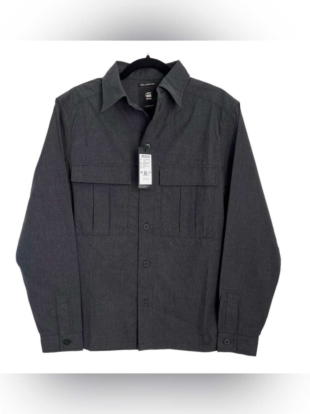 G-Star Men’s Dark Heather Black Relaxed Fit Straight Hem Utility Shirt XXL NWT - Picture 3 of 9